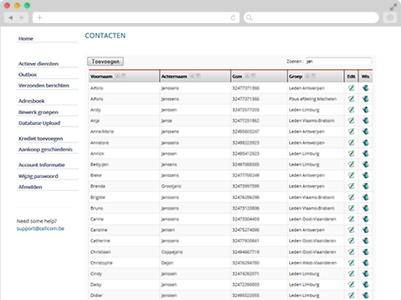 Base de données de contacts